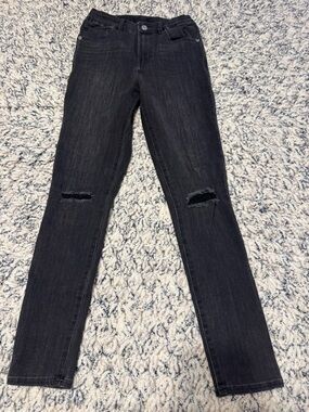 Express Black Skinny Jeans with Knee Rips